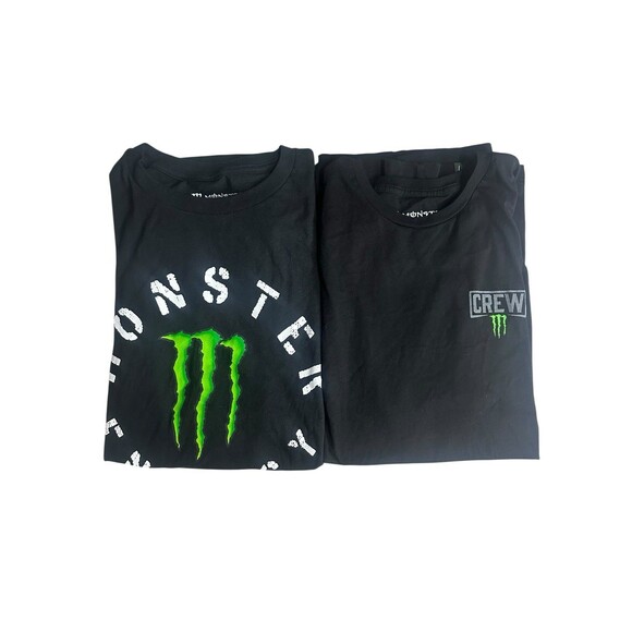 Lot of 2 Monster Energy T-Shirt Mens XL Black Crew Neck Short Sleeve Graphic - Picture 1 of 5